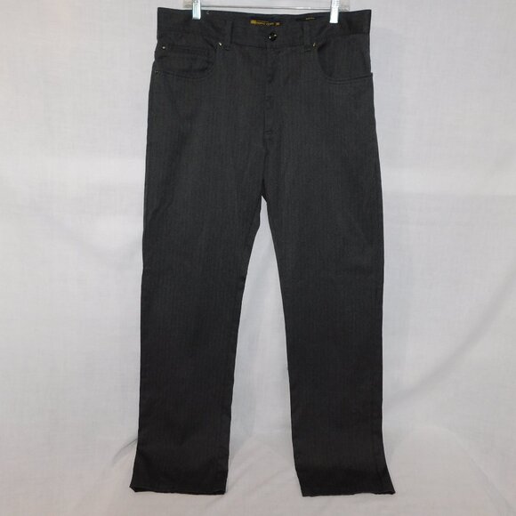 Point Zero Stretch Mens 36 Charcoal Gray Pinstripe Pants Slacks 34 x 33 - Picture 1 of 15